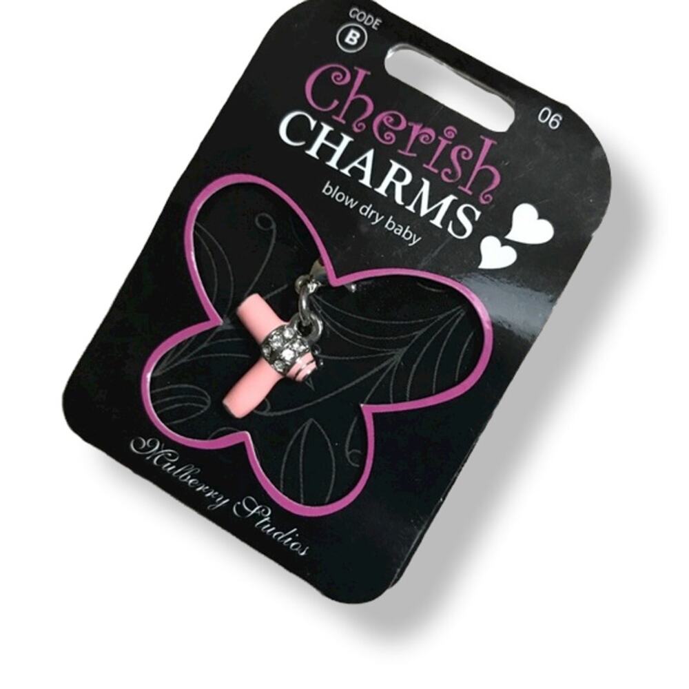 Cherish Charms Blow Dry Baby Pink Hair Dryer Charm Bracelet NEW‎ NWT